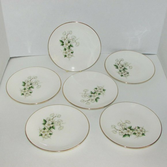 Georgian China Spring Blossom 6 Bread Plates Vintage MCM Dinnerware - Picture 4 of 8